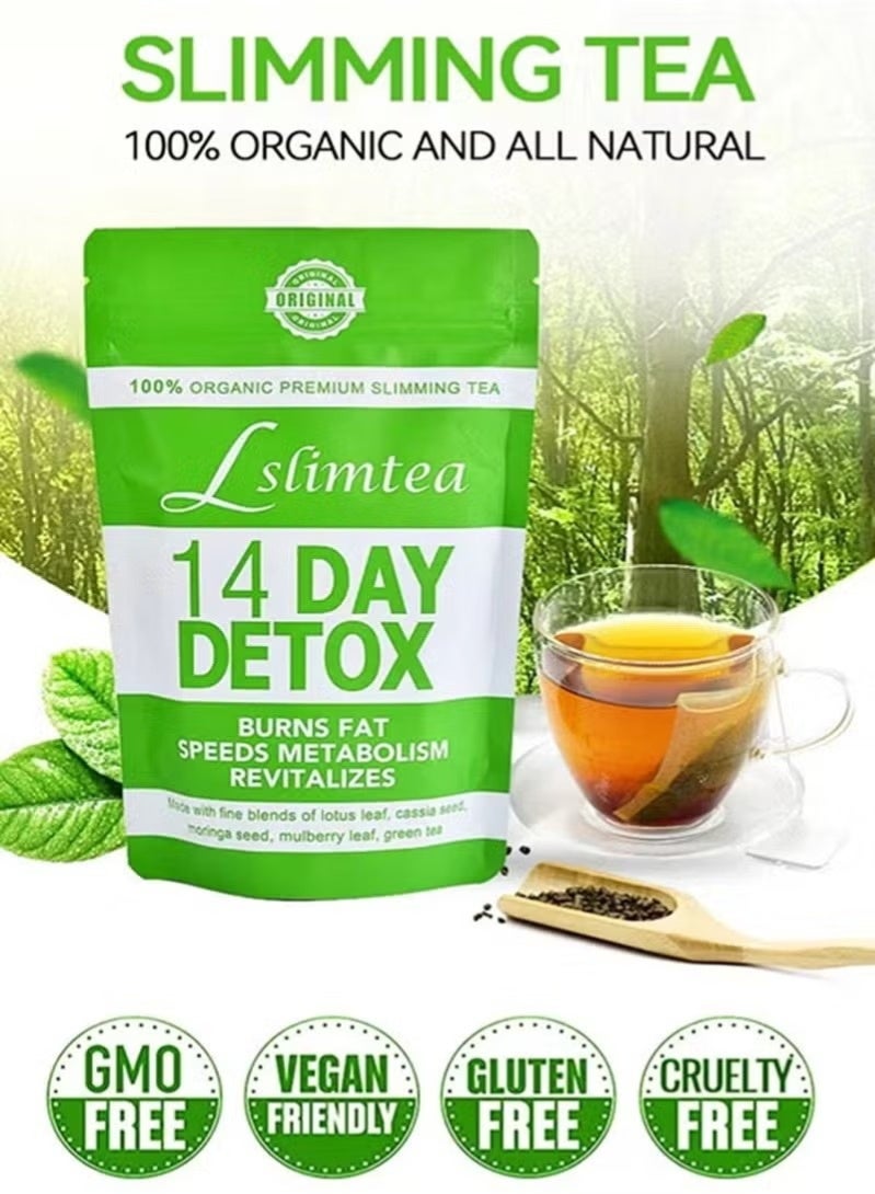 Detox tea Lslimtea 14 Day Detox Herbal Tea | Organic Slimming Tea Blend | Green Tea Infusion | Vegan & Clean Label - Image 1